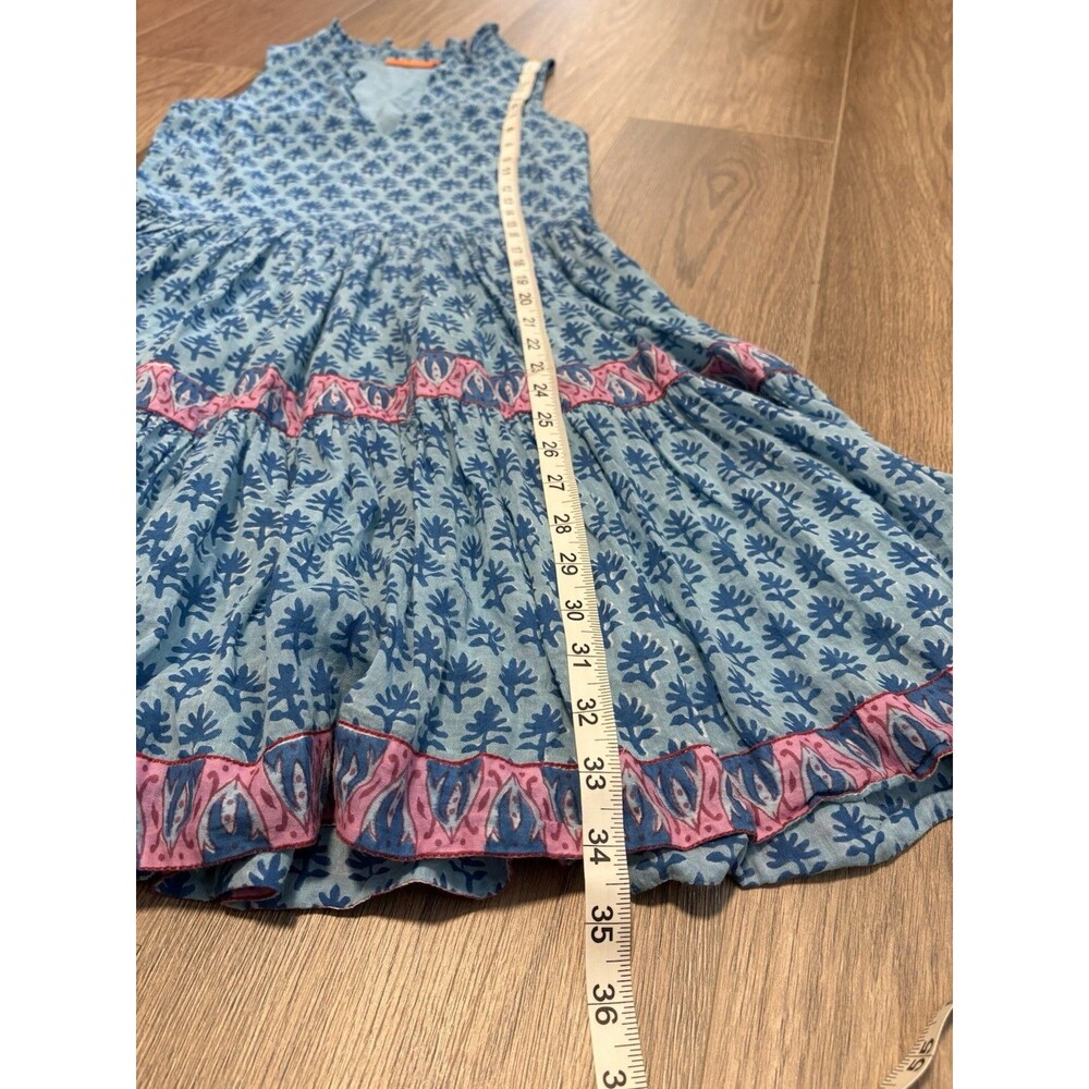 Oliphant Flirty Mini Dress XXS Blue Tiered Sleeveless V-Neck Gauze Boho Beach - Picture 8 of 15
